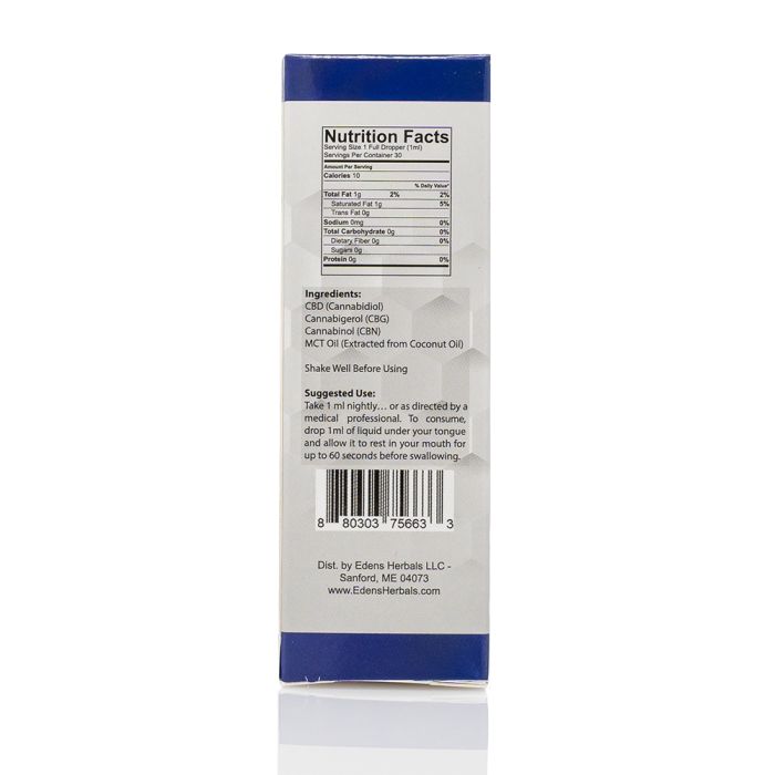 Edens Herbals Sleep Aid Oil with 600 mg CBD, 600 mg CBG, and 300 mg CBN 30 ml для покращення сну