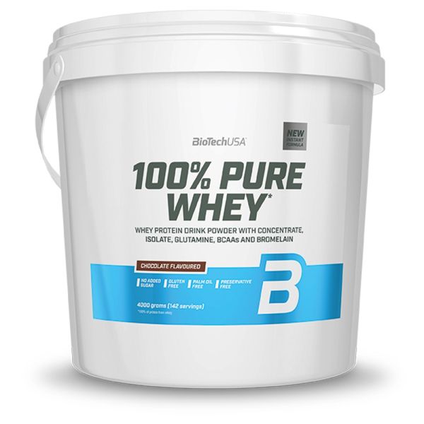 Biotech USA 100% Pure Whey 4000 гр., сироватковий протеїн для набору м'язів