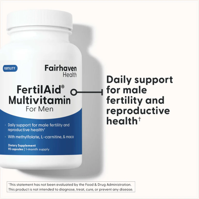 Fairhaven Health FertilAid Multivitamin For Men 90 caps, вітаміни для фертильності для чоловіків