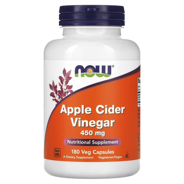 NOW Foods Apple Cider Vinegar 450 mg 180 vegcaps, яблучний оцет