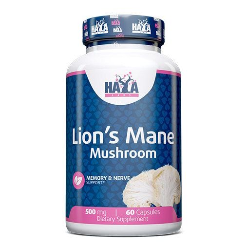 Haya Labs Lion's Mane Mushroom 500 мг - 60 капс, екстракт гриба Левова грива для мозку та нервової системи