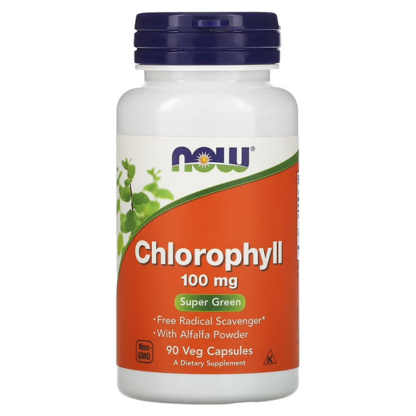 NOW Foods Chlorophyll 100 mg 90 vcaps, природний детокс на основі хлорофілу
