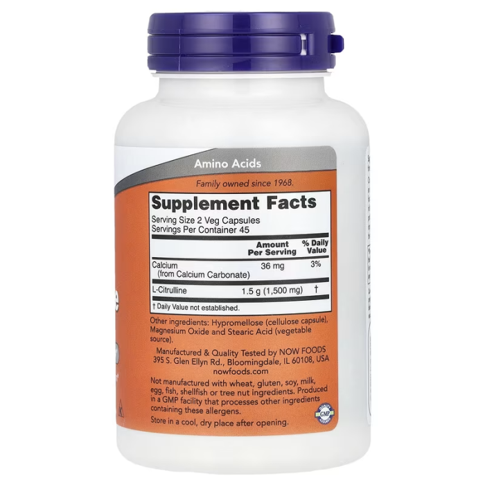 NOW Foods L-Citrulline 750 mg 90 vcaps, л-цитрулін
