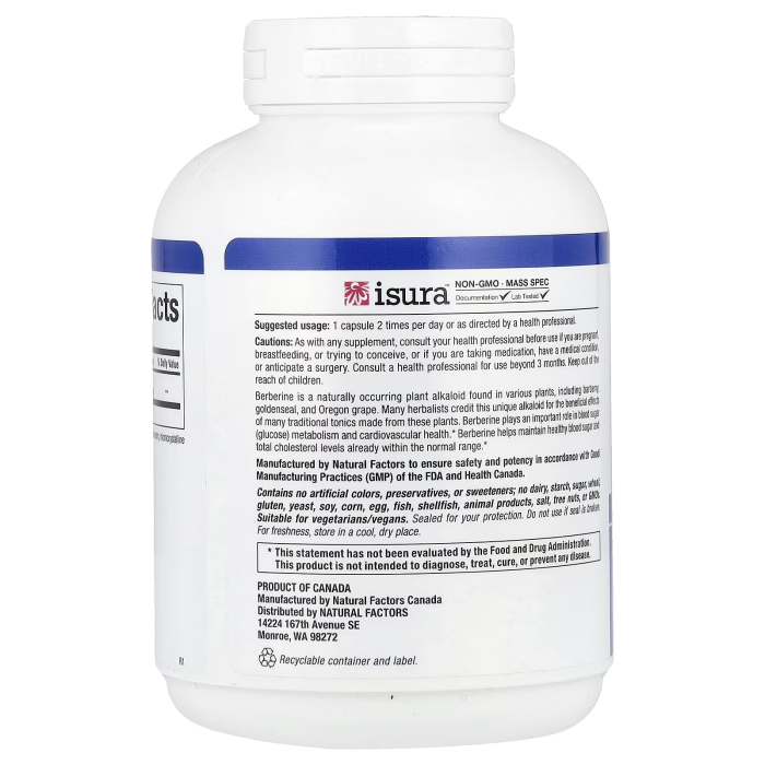 Natural Factors WellBetX Berberine 500 mg 120 vegcaps, берберин для поддержания уровня глюкозы