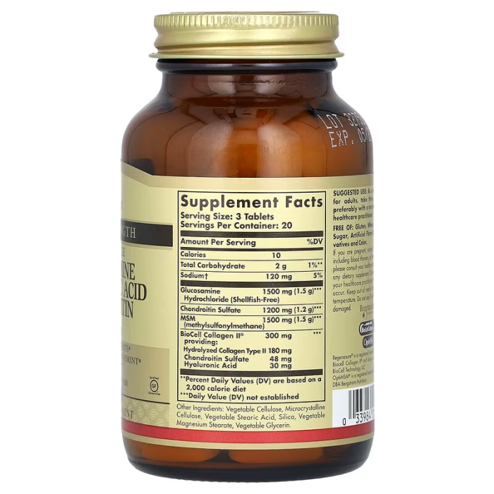 Solgar Glucosamine Hyaluronic Acid Chondroitin MSM 60 tabs, для підтримки суглобів, хрящів та зв’язок