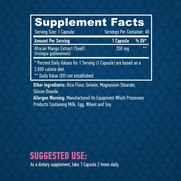 Haya Labs African Mango 350 mg 60 caps, екстракт манго, жироспалювач