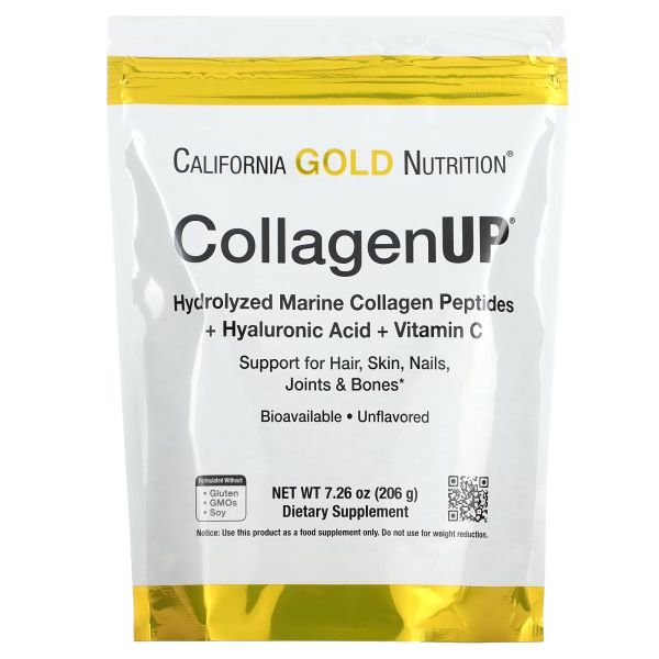 California Gold Nutrition CollagenUP Hydrolyzed Marine Collagen Peptides with Hyaluronic Acid and Vitamin C 206 g 