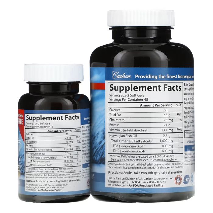 Carlson Labs Elite Omega-3 Gems 1600 mg - 90+30 softgels омега-3 рыбий жир