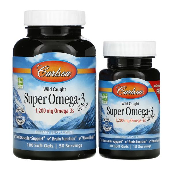 Carlson Labs Super Omega-3 gems 1200 мг, 100+30 softgels омега 3 риб'ячий жир