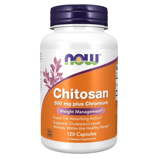 NOW Foods Chitosan 500 mg 120 капс., хітозан для щеплення жирів