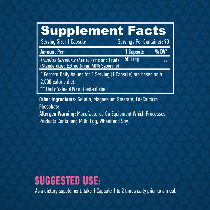 Haya Labs Tribulus Terrestris 500 mg 90 капс., екстракт трибулусу, природній бустер тестостерону