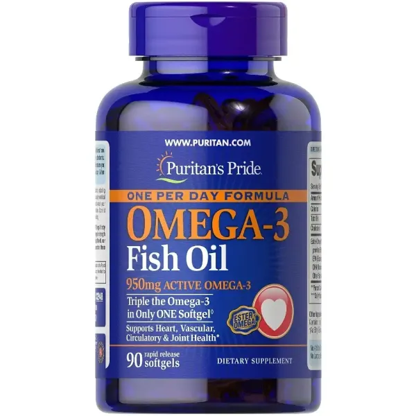 Puritan's Pride Omega 3 One Per Day Fish Oil 950 mg 90 sgels, омега 3, риб'ячий жир високої концентрації