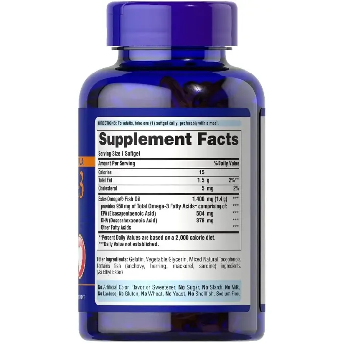 Puritan's Pride Omega 3 One Per Day Fish Oil 950 mg 90 sgels, омега 3, риб'ячий жир високої концентрації