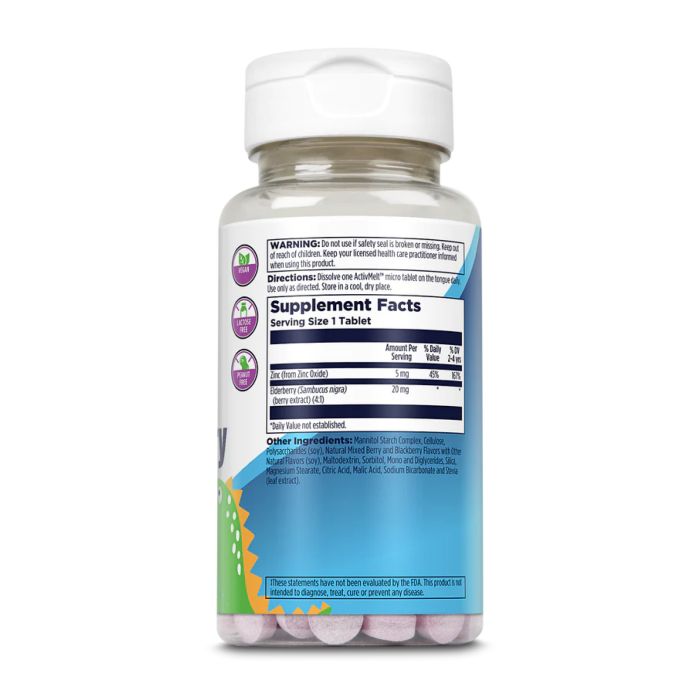 KAL Zinc Elderberry 5|20 mg 90 tabs цинк с бузиной для детей