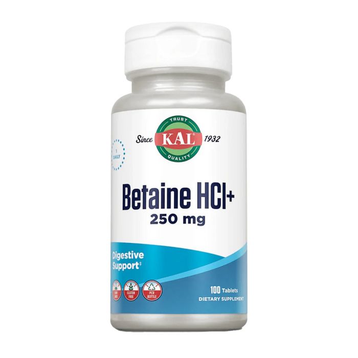 KAL Betaine HCl+ - 100 таб, бетаїн гідрохлорид для травлення