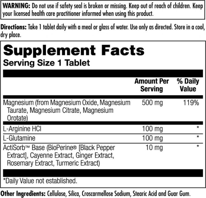 KAL Magnesium One Daily 500 mg - 60 таб, магній з аргініном та глютаміном