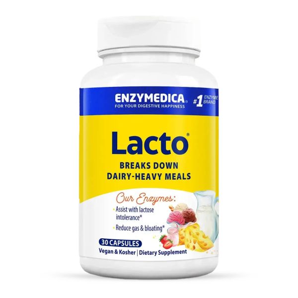 Enzymedica Lacto 90 vegan caps, ензими при непереносимості молочних продуктів