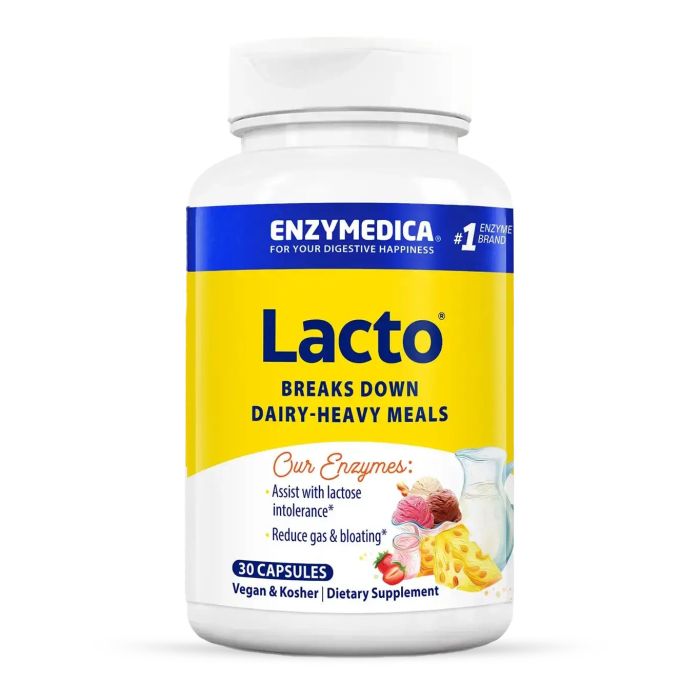 Enzymedica Lacto 90 vegan caps, ензими при непереносимості молочних продуктів