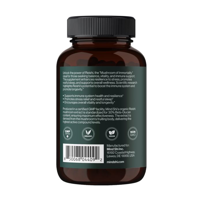 Mind Shi Reishi Mushroom 1000 mg - 60 veg caps, екстракт гриба рейші