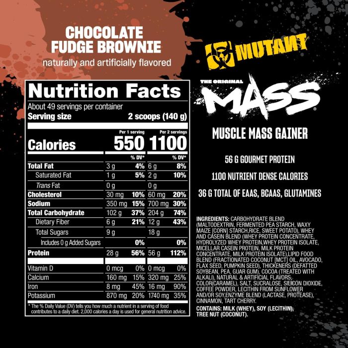 Mutant Mass 6800 гр., гейнер для набору маси