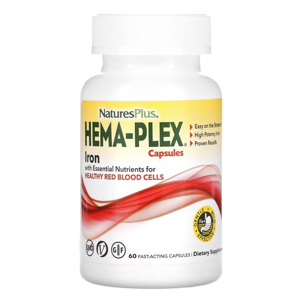 Nature's Plus Hema-Plex 60 vcaps комплекс заліза з мінералами