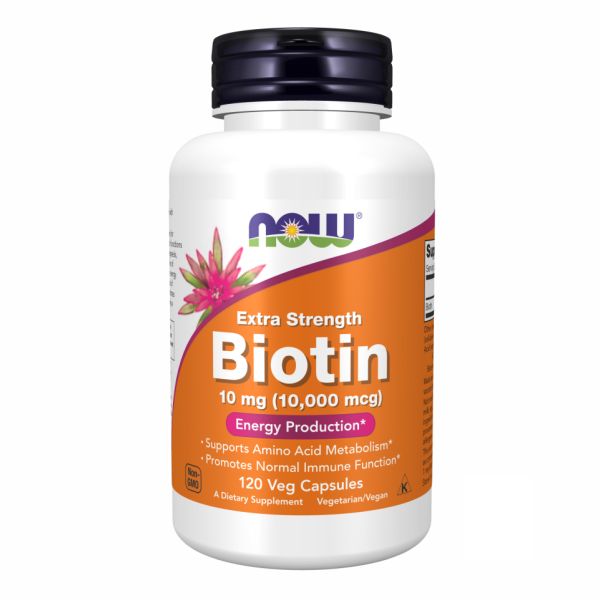 NOW Foods Biotin 10 mg 10,000 mcg - 120 vcaps для роста волос, ногтей