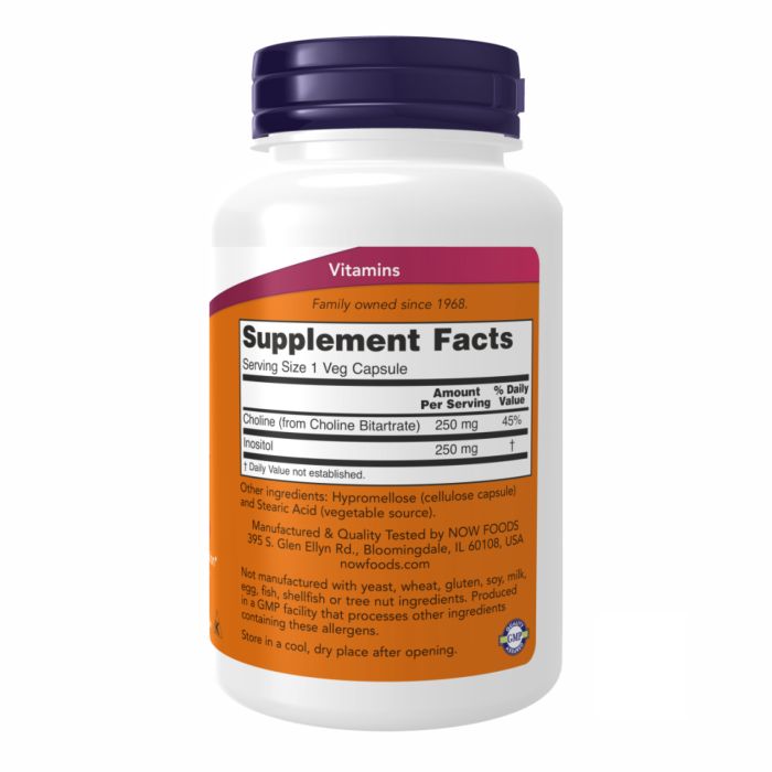 NOW Foods Choline & Inositol 250/250 mg 100 vcaps холін інозитол