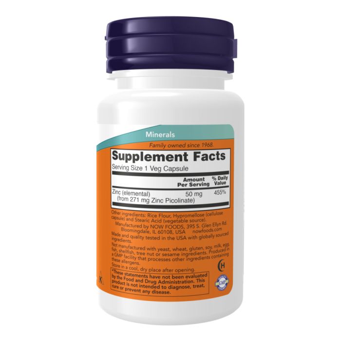 NOW Foods Zinc Picolinate 50 mg 120 vcaps цинк піколінат