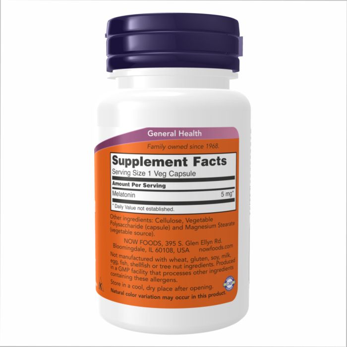 NOW Foods Melatonin 5 mg 60 vcaps мелатонін для сну