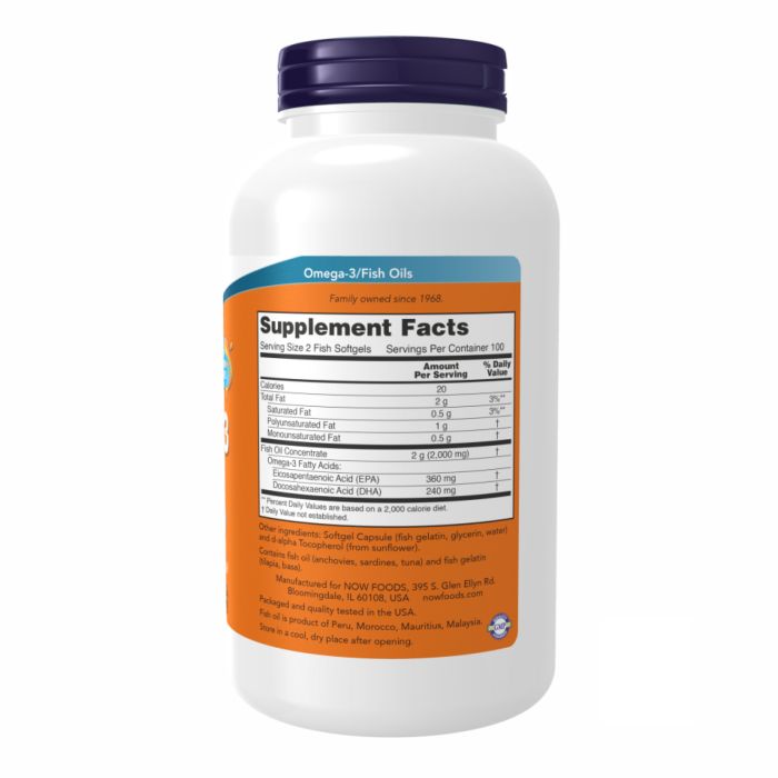 NOW Foods Omega-3 1000 mg 200 fish sgels риб'ячий жир, омега 3
