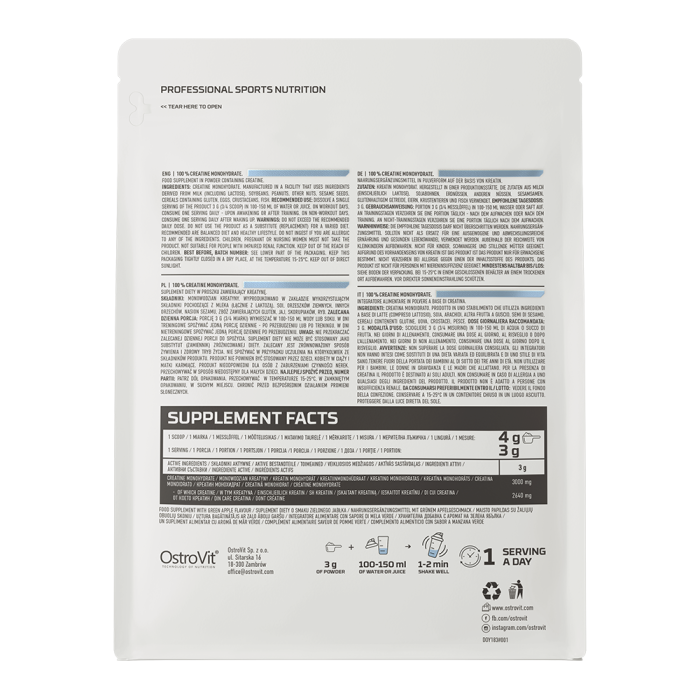 Ostrovit 100% Creatine Monohydrate 300 гр., креатин моногідрат без смаку