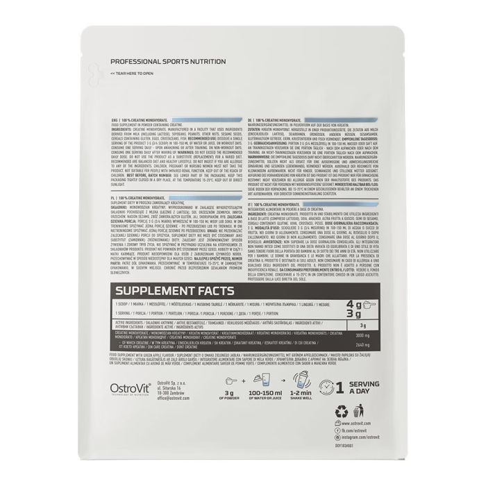 Ostrovit 100% Creatine Monohydrate 500 гр., креатин моногідрат без смаку