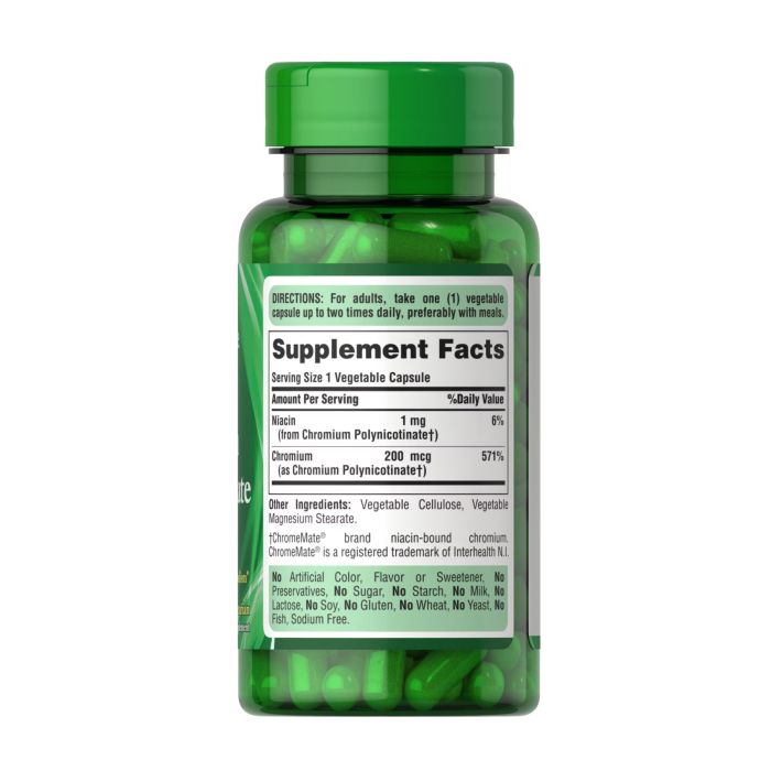 Puritans Pride Chromium Polynicotinate 200 mcg Yeast Free - 100 veg caps хром полиникотинат