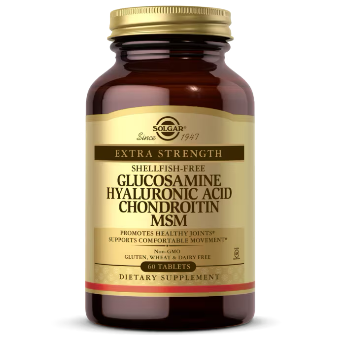 Solgar Glucosamine Hyaluronic Acid Chondroitin MSM 60 tabs, для підтримки суглобів, хрящів та зв’язок
