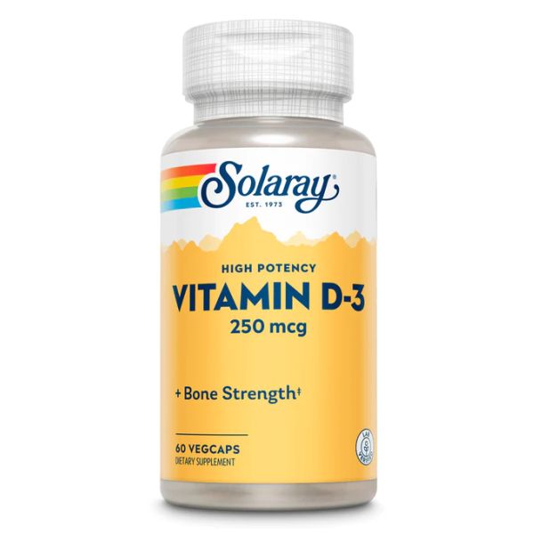 Solaray Vitamin D-3 250 mcg (10 000 IU) 60 vcaps, вітамін Д3 посиленої дії