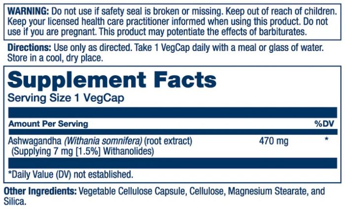 Solaray Ashwagandha 470 mg 60 капсул - натуральна підтримка організму з екстрактом ашваганди