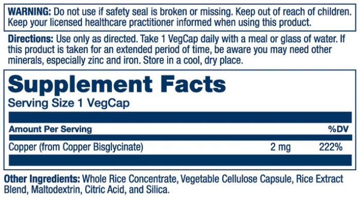 Solaray Copper 2 mg 100 капсул - мідь у формі бісгліцинату