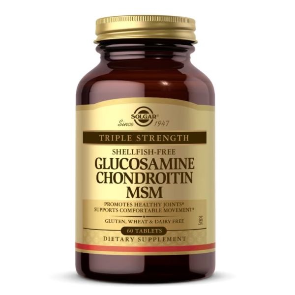 Solgar Glucosamine Chondroitin MSM 60 tab, комплекс для суглобів та зв'язок потрійної сили