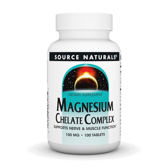 Source Naturals Magnesium Chelate Complex 100 mg 100 tabs магний хелат комплекс