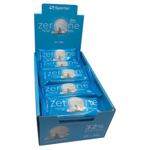 Sporter Zero One 50 г × 25 шт., протеїнові батончики 32% білка, без цукру