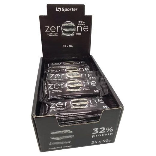 Sporter Zero One 50 г × 25 шт., протеїнові батончики 32% білка, без цукру