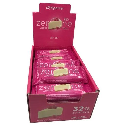 Sporter Zero One 50 г × 25 шт., протеїнові батончики 32% білка, без цукру