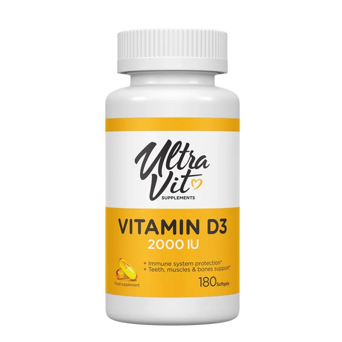 UltraVit Vitamin D3 2000 IU 180 sgels, вітамін Д3 підтримка імунітету та здоров'я кісток