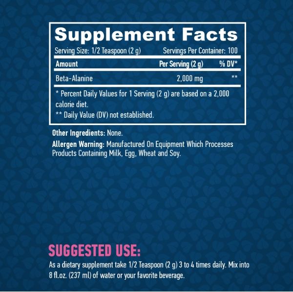 Haya Labs Beta-Alanine - 200 гр., бета-аланін для підвищення фізичної витривалості та прискорення відновлення м'язів