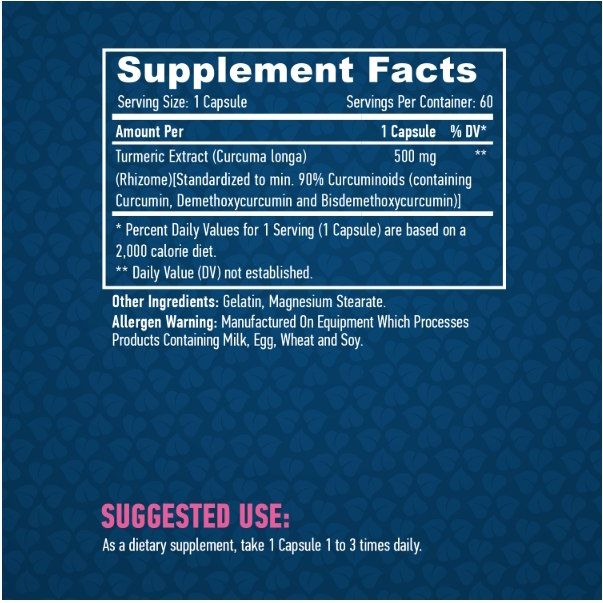 Haya Labs Curcumin Turmeric Extract 500 mg - 60 caps, куркумін для кісток та суглобів