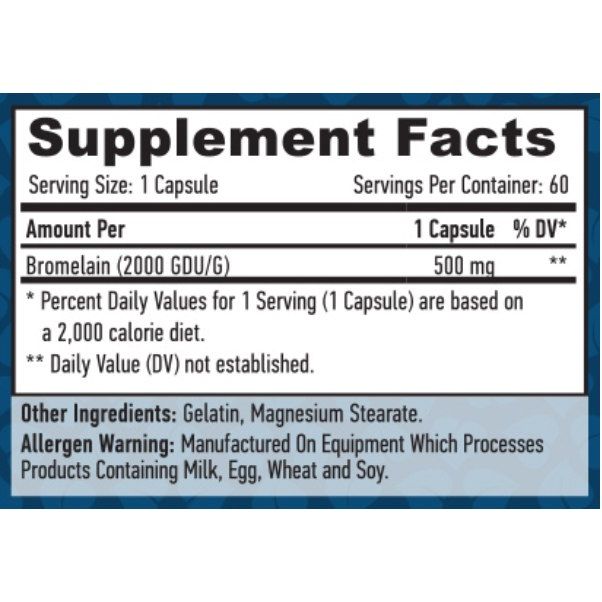 Haya Labs Bromelain 500 mg - 60 caps, бромелайн для засвоєння білка та зміцнення імунної системи