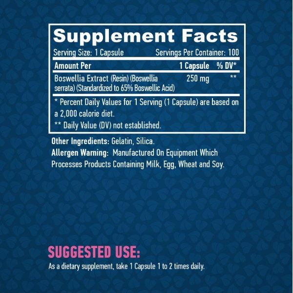 Haya Labs Boswellia 250 мг - 100 капс, босвелія для підтримки суглобів та травлення